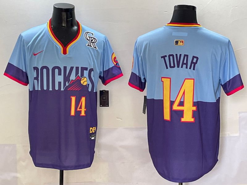 Men Colorado Rockies #14 Tovar Purple blue Joint Name 2025 Nike MLB Jersey style 5